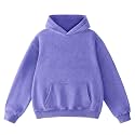 FAIABLE Mens Hoodies Oversized Unisex Acid Wash Hoodie Heavyweight Fleece Vintage Cotton Sweatshirt Men Women Streetwear
