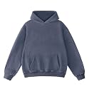 FAIABLE Mens Hoodies Oversized Unisex Acid Wash Hoodie Heavyweight Fleece Vintage Cotton Sweatshirt Men Women Streetwear