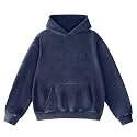 FAIABLE Mens Hoodies Oversized Unisex Acid Wash Hoodie Heavyweight Fleece Vintage Cotton Sweatshirt Men Women Streetwear