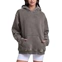 FAIABLE Womens Oversized Acid Wash Hoodie Unisex Heavyweight Fleece Cotton Hoodies Vintage Washed Sweatshirt for Women