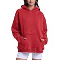 FAIABLE Womens Oversized Acid Wash Hoodie Unisex Heavyweight Fleece Cotton Hoodies Vintage Washed Sweatshirt for Women