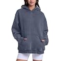FAIABLE Womens Oversized Acid Wash Hoodie Unisex Heavyweight Fleece Cotton Hoodies Vintage Washed Sweatshirt for Women