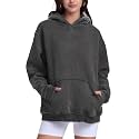 FAIABLE Womens Oversized Acid Wash Hoodie Unisex Heavyweight Fleece Cotton Hoodies Vintage Washed Sweatshirt for Women