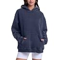 FAIABLE Womens Oversized Acid Wash Hoodie Unisex Heavyweight Fleece Cotton Hoodies Vintage Washed Sweatshirt for Women