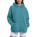FAIABLE Womens Oversized Acid Wash Hoodie Unisex Heavyweight Fleece Cotton Hoodies Vintage Washed Sweatshirt for Women