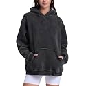 FAIABLE Womens Oversized Acid Wash Hoodie Unisex Heavyweight Fleece Cotton Hoodies Vintage Washed Sweatshirt for Women