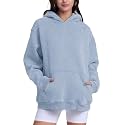 FAIABLE Womens Oversized Acid Wash Hoodie Unisex Heavyweight Fleece Cotton Hoodies Vintage Washed Sweatshirt for Women