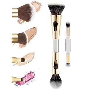 faigy 4 in 1 makeup brush set - all in one powderblush foundation blending amp eyeshadow brushes - compact amp travel essential