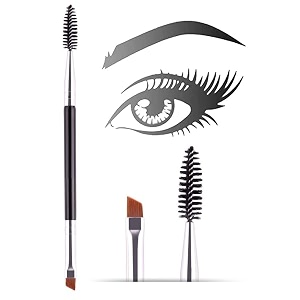 faigy double ended eyebrow brush amp spoolie angled brow brush for precision application and blending of eye brow powders waxes amp gels - black