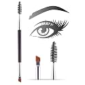 Faigy Double Ended Eyebrow Brush & Spoolie Angled Brow Brush for Precision Application and Blending of Eye Brow Powders, Waxes & Gels - Black