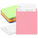 Fainne 100 Pcs Library Card Pockets with Checkout Cards,Colorful Pocket