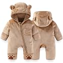 Fairy Baby Newborn Baby Bear Outfit With Fold-Over Mittens Footies Thin Fleece Romper Hooded Jumpsuit Winter Coat Girls Boys