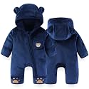 Fairy Baby Newborn Baby Bear Outfit With Fold-Over Mittens Footies Thin Fleece Romper Hooded Jumpsuit Winter Coat Girls Boys