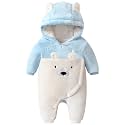 Newborn Baby Bear Suit Winter Snowsuit Fleece Romper Hooded Jumpsuit 0-18M