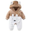 Newborn Baby Bear Suit Snap Romper Hooded Thin Fleece Jumpsuit Fall Winter