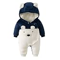 Fairy Baby Newborn Baby Snowsuit Bear Suit Romper Winter Warm Coat Infant Fleece Footie Jumpsuit for Girls Boys 0-18M