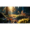 Reptile Habitat Backdrop Moss and Fern Sunset Forest Terrarium Background Peaceful Nature World Aquarium Backdrop Rainforest Fish Tank Background Wallpaper Poster Vinyl 30x12in