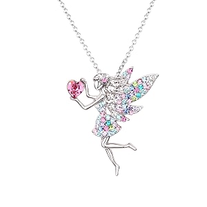 fairy necklace for teen girls birthstone pendant gift for girls white gold plated austrian crystal jewelry gift
