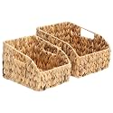 FairyHaus Wicker Baskets 2 Pack, Natural Large Wicker Baskets for Storage, Nesting Hand-woven Water Hyacinth Wicker Baskets for Organizing with Built-in Handles, 9"L x 11"W x 7"H