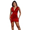 FairyLove Women's Elegant Empire Waist Long Sleeve Wedding Guest Party Cocktail Bodycon Irregular Satin Dresses