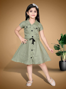 fairyteller girls midiknee length casual dress green short sleeve