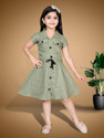 FairyTeller Girls Midi/Knee Length Casual Dress (Green, Short Sleeve)