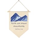 Faith can Move Mountains-Kids Memory Bible Verse Banner Pennant Decor-Scripture Flag Sign Gift for Boys Girls Baby Newborn-Banner Pennant Wall Art Gift for Nursery Baby Room Playroom Bedroom