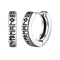 FaithHeart Norse Viking Rune Huggie Hoop Earrings for Men Black/Gold/Silver