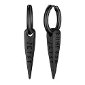 FaithHeart Norse Viking Rune Huggie Hoop Earrings for Men Black/Gold/Silver