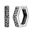 FaithHeart Norse Viking Rune Huggie Hoop Earrings for Men Black/Gold/Silver