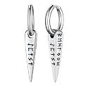 FaithHeart Norse Viking Rune Huggie Hoop Earrings for Men Black/Gold/Silver
