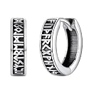 FaithHeart Norse Viking Rune Huggie Hoop Earrings for Men Black/Gold/Silver