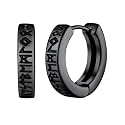 FaithHeart Norse Viking Rune Huggie Hoop Earrings for Men Black/Gold/Silver