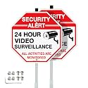 Faittoo Security Sign Video Surveillance Sign with 36" Stake, 12"x12"