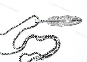 faizam collection leaf pendant for men and boys stylish bikerparty wear silver pendant stainless steel pendant