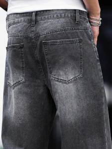 Fakwins Loose Fit Men Dark Grey Jeans