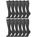 Falari 12-Pack Knee High Women Trouser Socks Comfort Band Stretchy Spandex Opaque