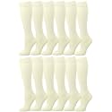Falari 12-Pack Knee High Women Trouser Socks Comfort Band Stretchy Spandex Opaque