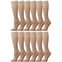 Falari 12-Pack Knee High Women Trouser Socks Comfort Band Stretchy Spandex Opaque