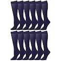 Falari 12-Pack Knee High Women Trouser Socks Comfort Band Stretchy Spandex Opaque