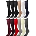 Falari 12-Pack Knee High Women Trouser Socks Comfort Band Stretchy Spandex Opaque