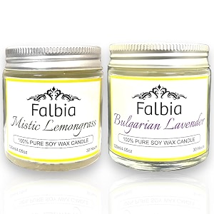 falbia scented wax candles last 30 hrs each 120 gms each fragrance candles for home decorbest scented candles for gift 2 pack bulgarian lavender  mistic limegrass