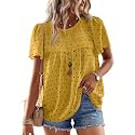 Falechay Womens Summer Tops Flowy Boho Shirts Dressy Casual Short Sleeve