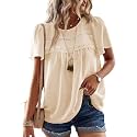 Falechay Womens Summer Tops Flowy Boho Shirts Dressy Casual Short Sleeve