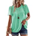 Falechay Womens Summer Tops Flowy Boho Shirts Dressy Casual Short Sleeve