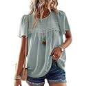 Falechay Womens Summer Tops Flowy Boho Shirts Dressy Casual Short Sleeve