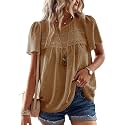 Falechay Womens Summer Tops Flowy Boho Shirts Dressy Casual Short Sleeve