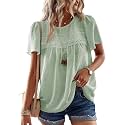Falechay Womens Summer Tops Flowy Boho Shirts Dressy Casual Short Sleeve