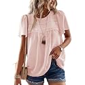 Falechay Womens Summer Tops Flowy Boho Shirts Dressy Casual Short Sleeve