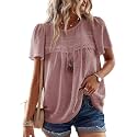 Falechay Womens Summer Tops Flowy Boho Shirts Dressy Casual Short Sleeve